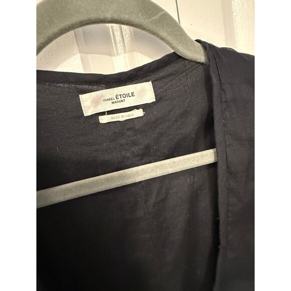 Isabel Marant Etolie 6 Puff-sleeve Mini Sireny Dress $590 Ruched Cotton Black 38 - Picture 6 of 16